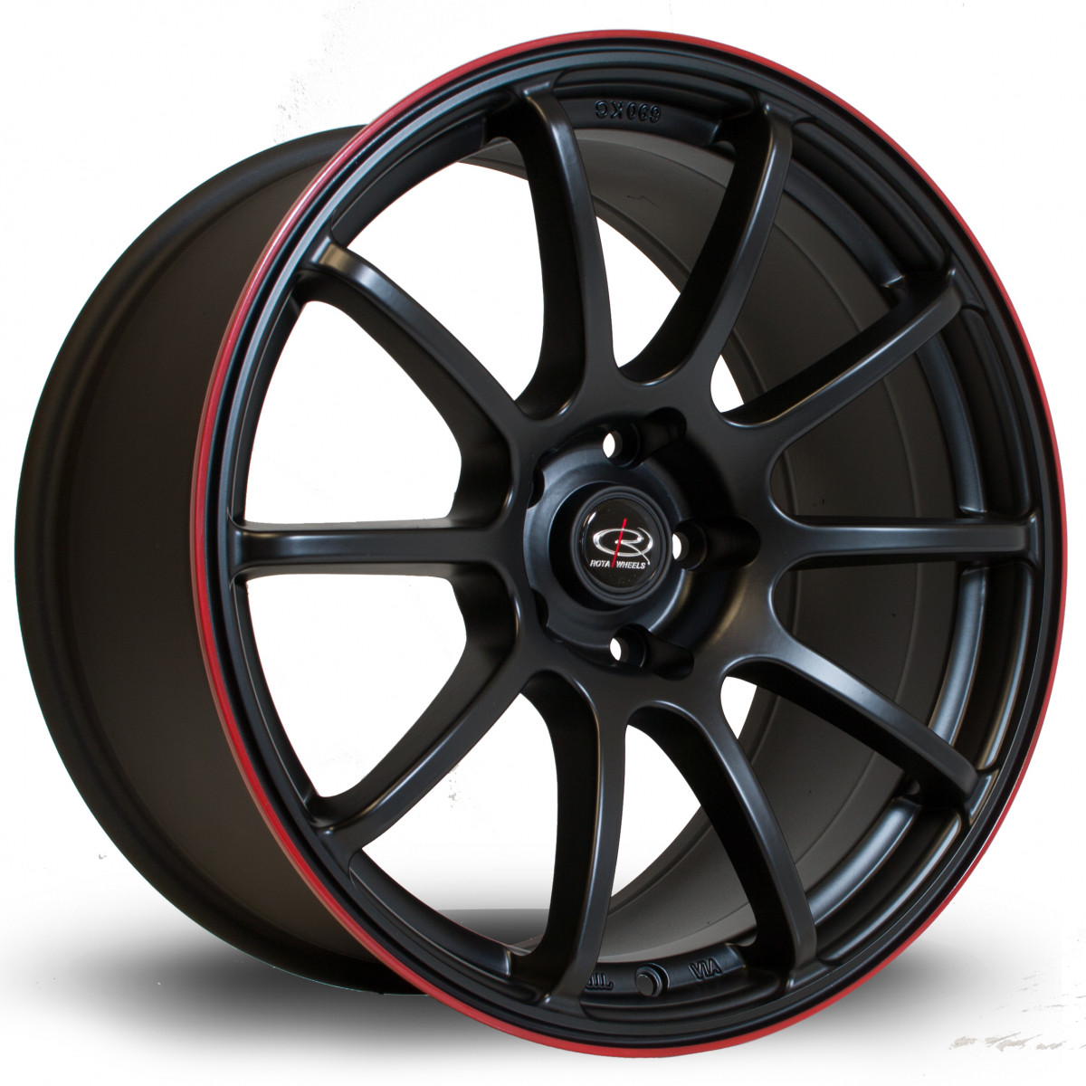 Force 18x9 5x114 ET27 Flat Black with Red Lip