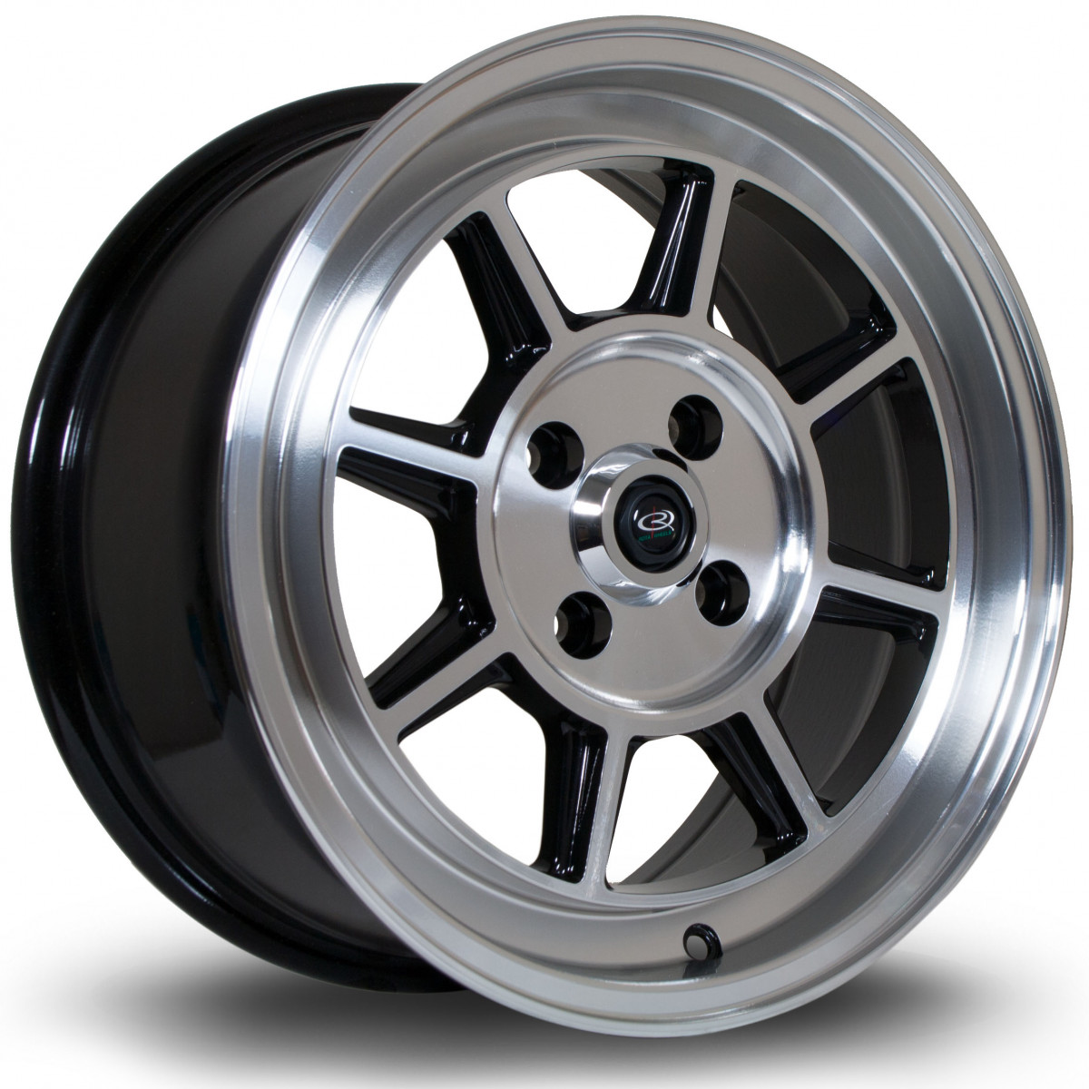 BM8 15x7 4x100 ET35 Gloss Black with Polished Face