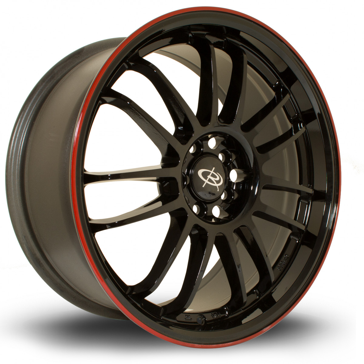 SVN 18x8.5 5x100 ET48 Gloss Black with Red Lip