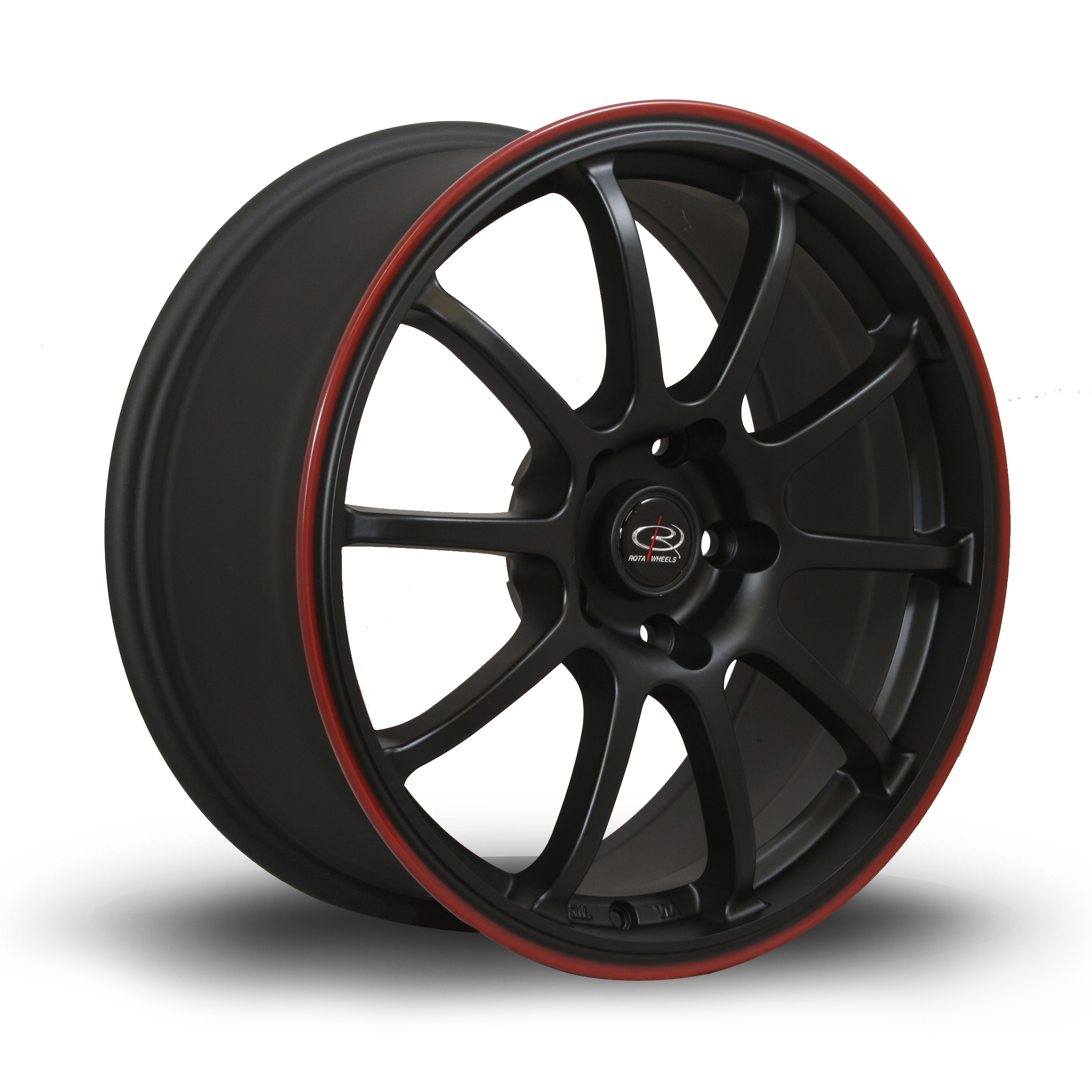 Force 17x7.5 5x114 ET45 Flat Black with Red Lip