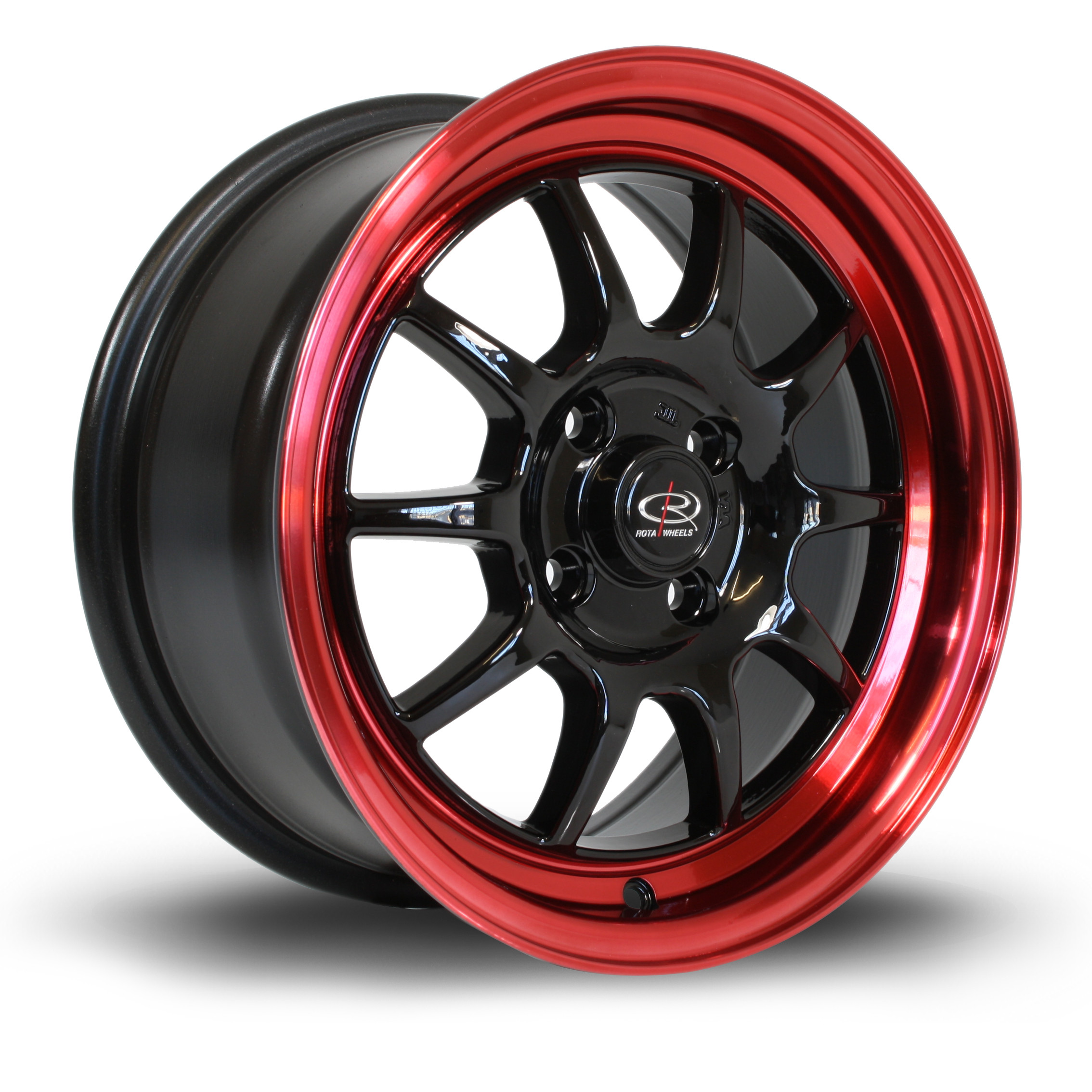 GT3 15x7 4x100 ET40 Gloss Black with Candy Red Lip