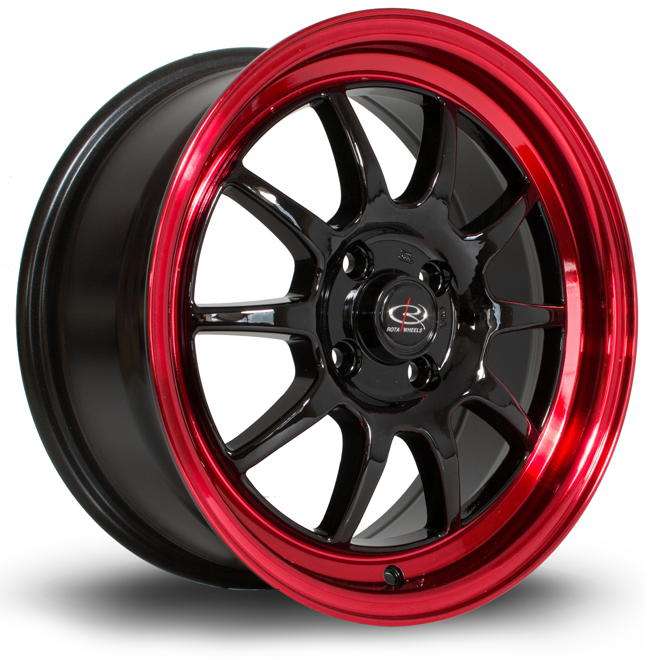 GT3 16x7 4x100 ET40 Gloss Black with Candy Red Lip