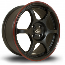 Boost 16x7 4x100 ET45 Flat Black with Red Lip
