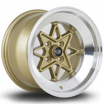 Hachi 15x9 4x100 ET0 Gold with Polished Lip
