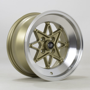 Hachi 15x8 4x114 ET0 Gold with Polished Lip