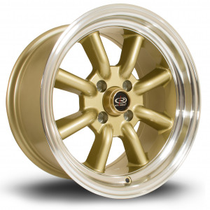 RKR 15x8 4x100 ET0 Gold with Polished Lip